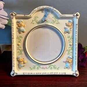 Hallmark Vtg Once upon a time Baby Photo Frame Ceramic Porcelain